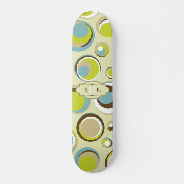 1970’s Retro Circle Pattern Mini Skateboard (Front)