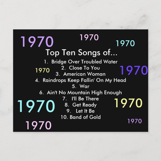 1970 Songs Postcard (Front)