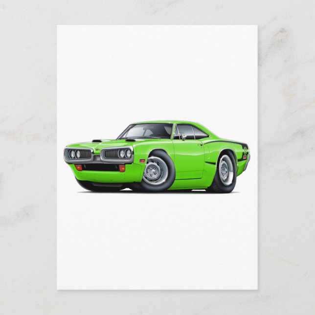 1970 Super Bee Lime-Black C-Stripe Scoop Hood Postcard (Front)