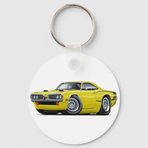 1970 Super Bee Yellow-Black C-Stripe Scoop Hood Key Ring