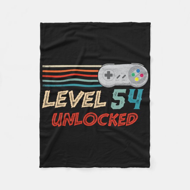 1970 Unlocked Level 54 Birthday Video Game Control Fleece Blanket (Front)