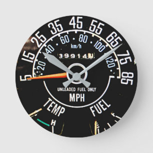 1970s - 1980s Classic Car Speedometer With Gauges Round Clock