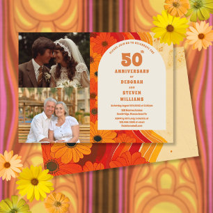 1970s 50th Wedding Anniversary 2 Photo Invitation
