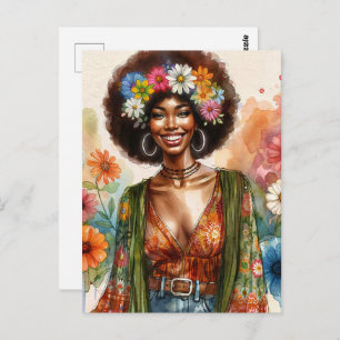 1970s African American Woman With Afro Postcard