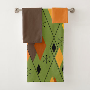 1970s Atomic Diamonds Bath Towel Set