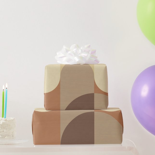 1970's Bauhaus Pattern Brown Earth Tones Wrapping Paper (Party Gifts)