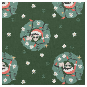 1970s christmas wreath santa alien  fabric