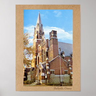 1970s Church Photo Vintage Art Poster