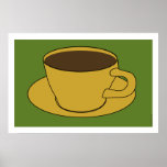1970's Coffee Cup Pop Art poster<br><div class="desc">Harvest gold and Avocado green, these are the colours that defined the seventies. Hang this poster in your mid-century modern pad then sit back and enjoy a cup of perked coffee. NOTE: This poster was created to be 36x24. To get this size hit the Customise It button and put in...</div>