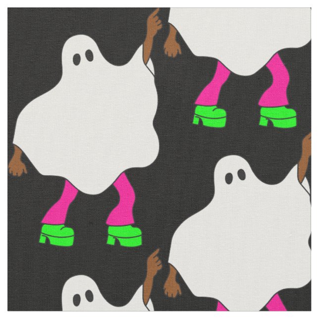 1970s disco halloween african ghost fabric (Close Up)