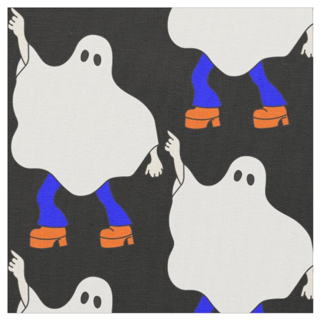 1970s disco halloween ghost groovy  fabric (Close Up)