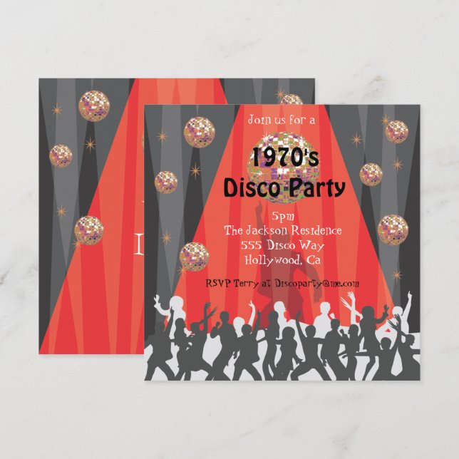 1970's Disco Party Invitation (Front/Back)