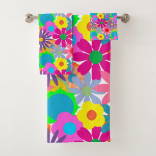 1970s Flower Power Bath Towel Set