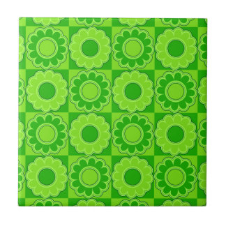 1970s flower power green retro tile