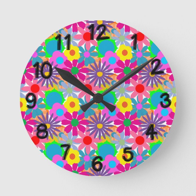 1970s Flower Power Round Clock (Front)