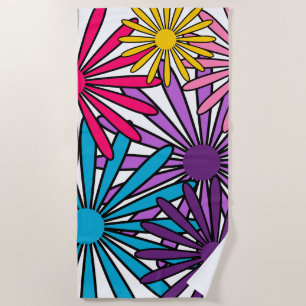 1970s Flowers Beach Towel