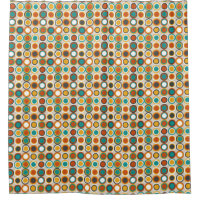 1970s Funky Circles Pattern Orange Brown Teal