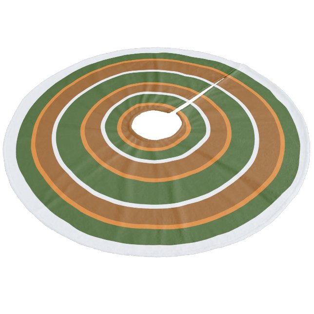 1970s Green, Orange, Brown Christmas Tree Skirt (Angled)