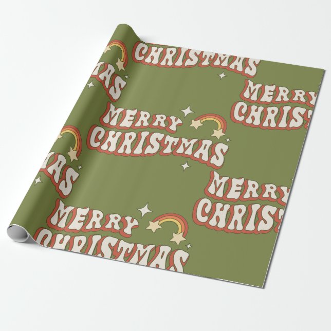 1970s groovy merry christmas funky wrapping paper (Unrolled)