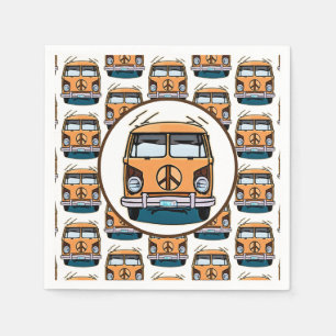 1970's Hippie Van Retro Vintage Style Birthday Napkin