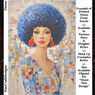 1970s Inspired Afro Hairstyle Woman EC6R Decoupage Tissue Paper