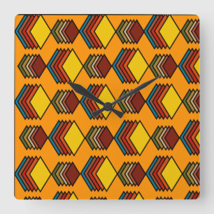 1970s Inspired Diamonds Square Wall Clock