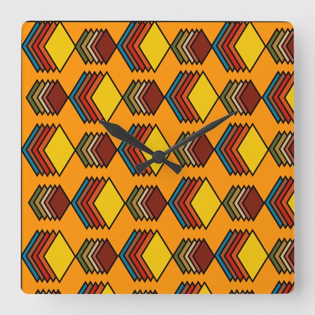 1970s Inspired Diamonds Square Wall Clock (Front)