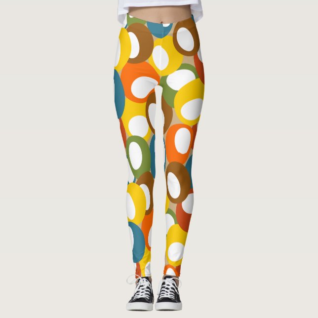 1970s Olive Circles Leggings (Front)