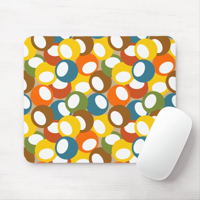 1970s Olive Circles Mouse Mat (With Mouse)