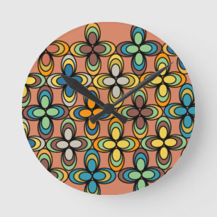 1970s Oval Flowers  Round Clock