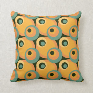 1970s overlapping disco circles yellow and green cushion