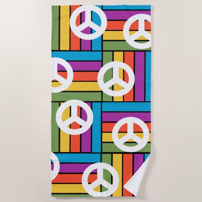 1970s Peace  Beach Towel (Front)