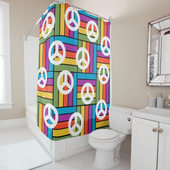1970s Peace  Shower Curtain (In Situ)