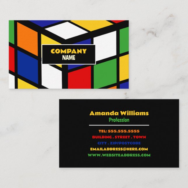 1970's Puzzle Design, Retro Style Business Card (Front/Back)