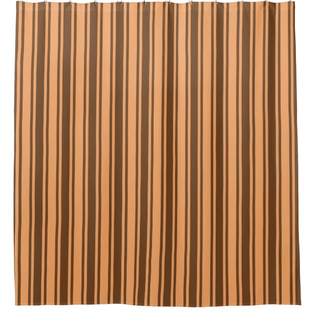 1970s retro brown candy stripes shower curtain (Front)