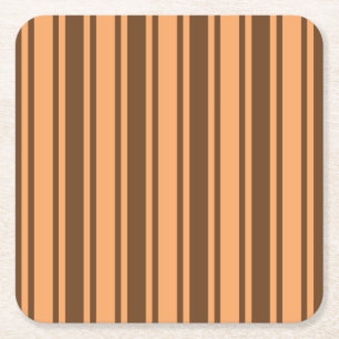 1970s retro brown candy stripes square paper coaster