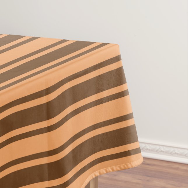 1970s retro brown candy stripes tablecloth (In Situ)