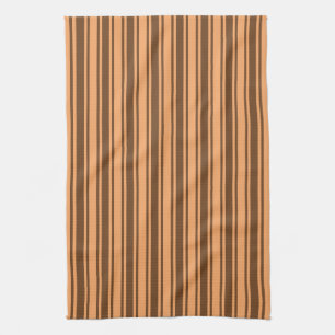 1970s retro brown candy stripes tea towel