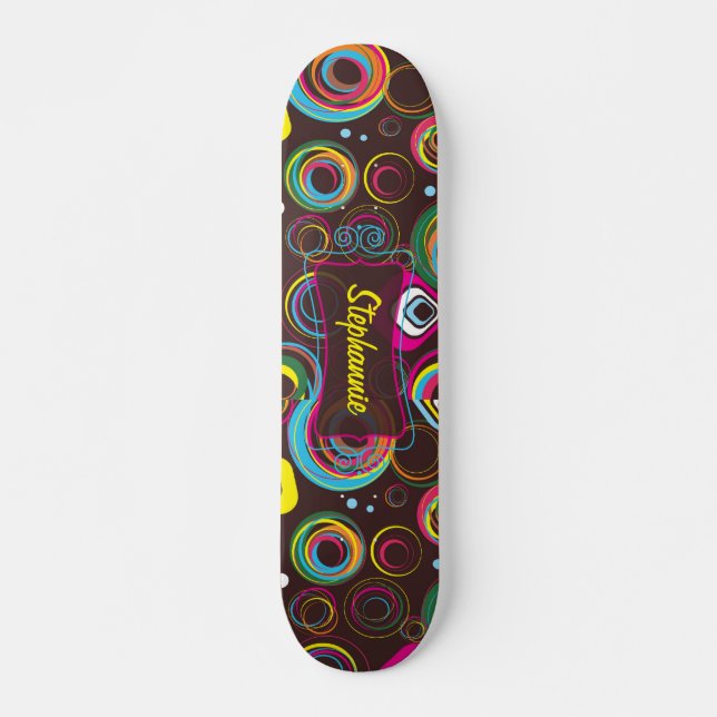 1970's Retro Circle Colourful Comp Skateboard (Front)