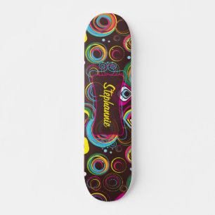 1970's Retro Circle Colourful Mini Skateboard