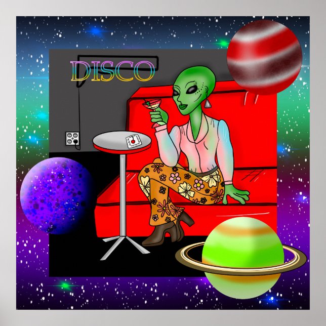 1970's Retro Extraterrestrial in Disco Lounge  Poster (Front)