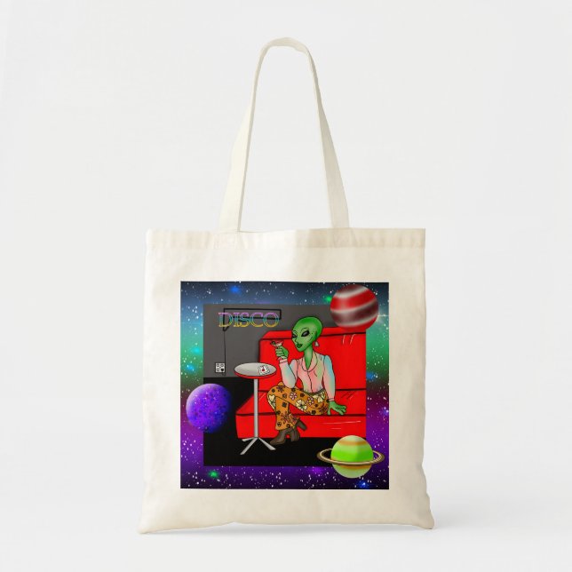 1970's Retro Extraterrestrial in Disco Lounge  Tote Bag (Front)