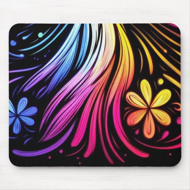 1970's Retro Flowers on a Laptop Desktop Computer  Mouse Mat (Front)