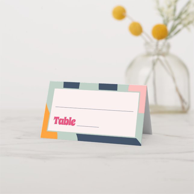 1970s Retro Groovy Bold Abstract Place Card (Front)