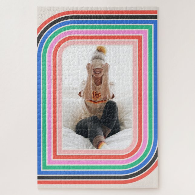 1970s Retro Stripe Customisable Photo Puzzle (Vertical)