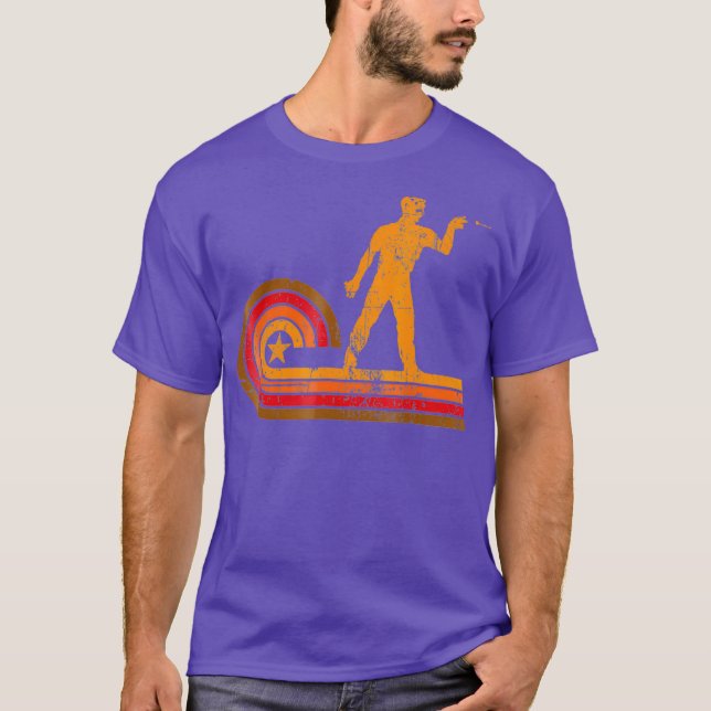 1970s Retro Style Darts Player Silhouette Darts T-Shirt (Front)