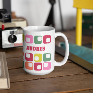 1970s Retro Style Geometric Pattern Personalised Coffee Mug