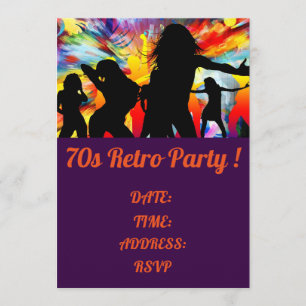 1970s retro theme dance party invitation