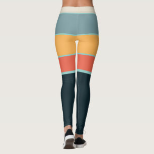 1970s Retro vintage colourful stripes pattern Leggings