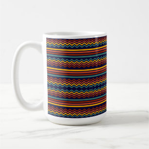 1970s retro vintage stripes and zig zag coffee mug